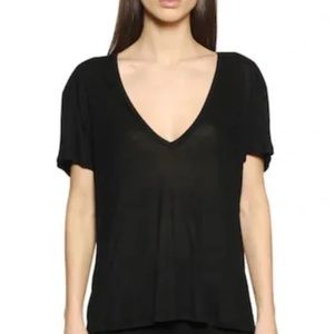 ANINE BING - BLACK SILK JERSEY T SHIRT - SIZE L